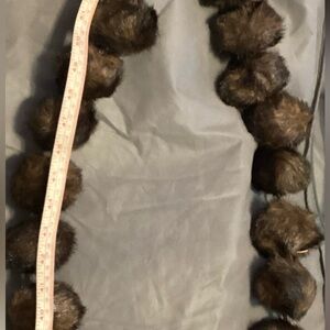Dark black brown Faux Fur Pom Pom scarf